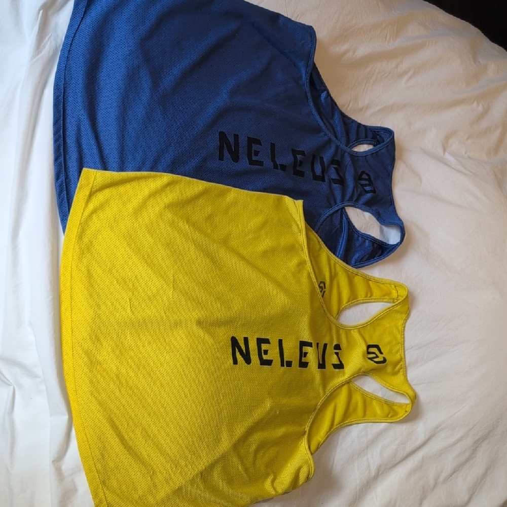 2 Pack Neleus Men's Blue and Yellow Tank Tops